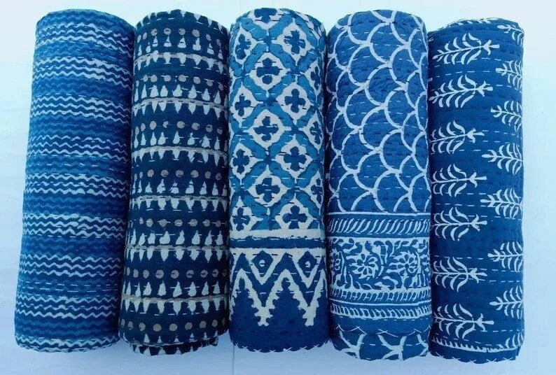 Indigo Boho Kantha Quilts