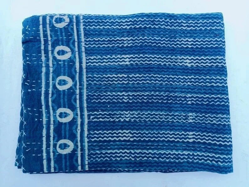 Blue Indigo Kantha quilt
