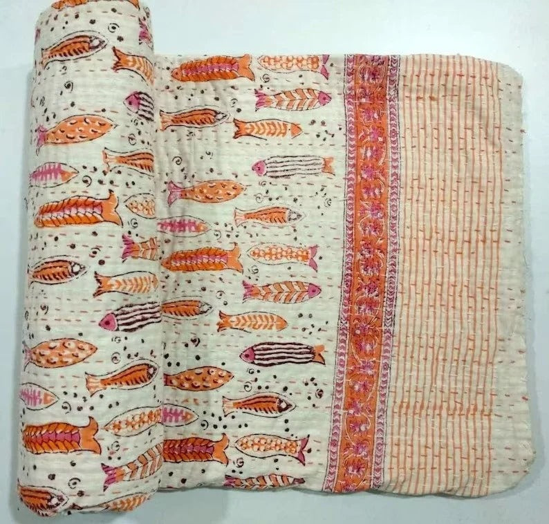 Cotton Indigo Kantha Quilts