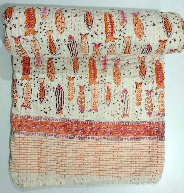 Blue Indigo Kantha quilt