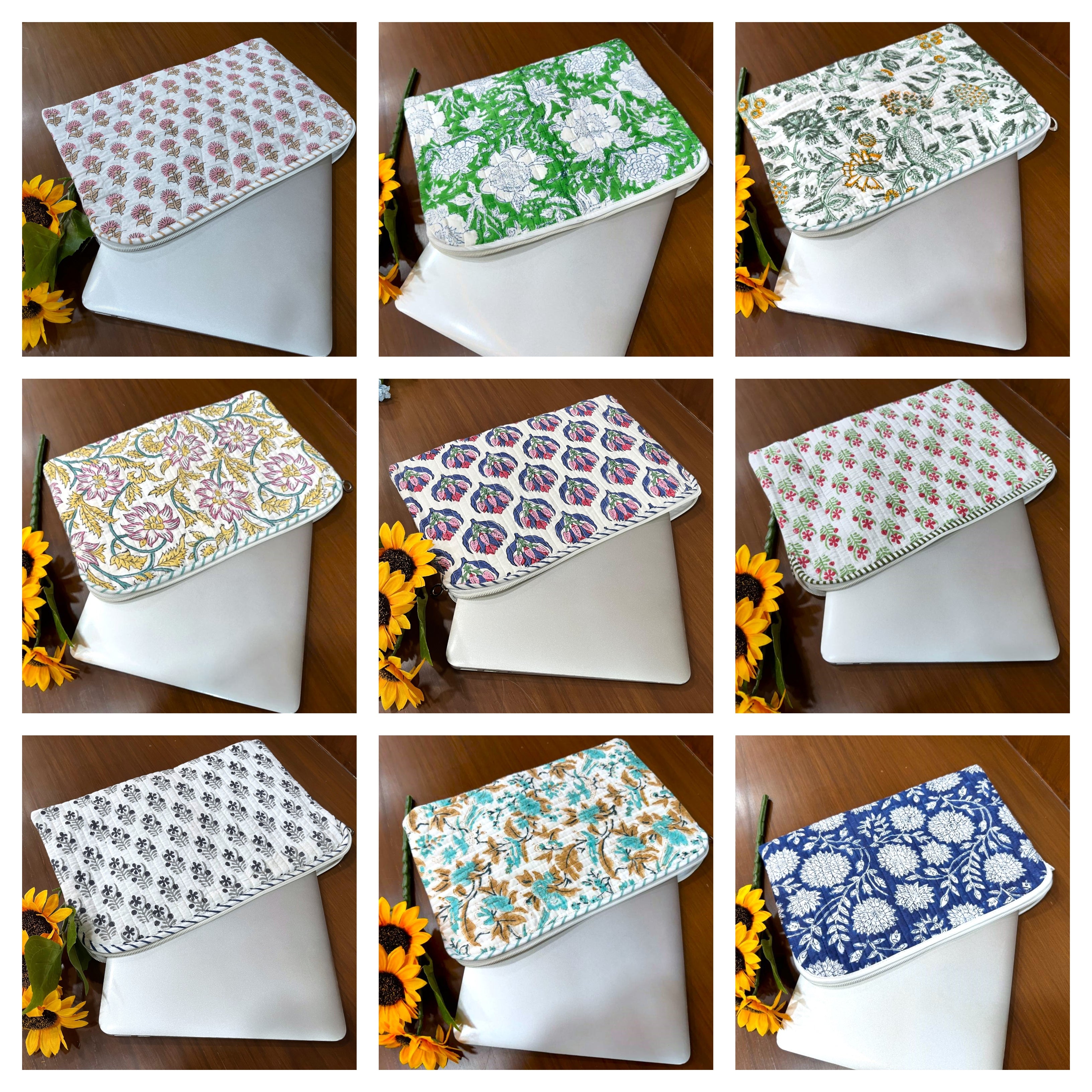 Cotton Block Print Laptop Sleeve