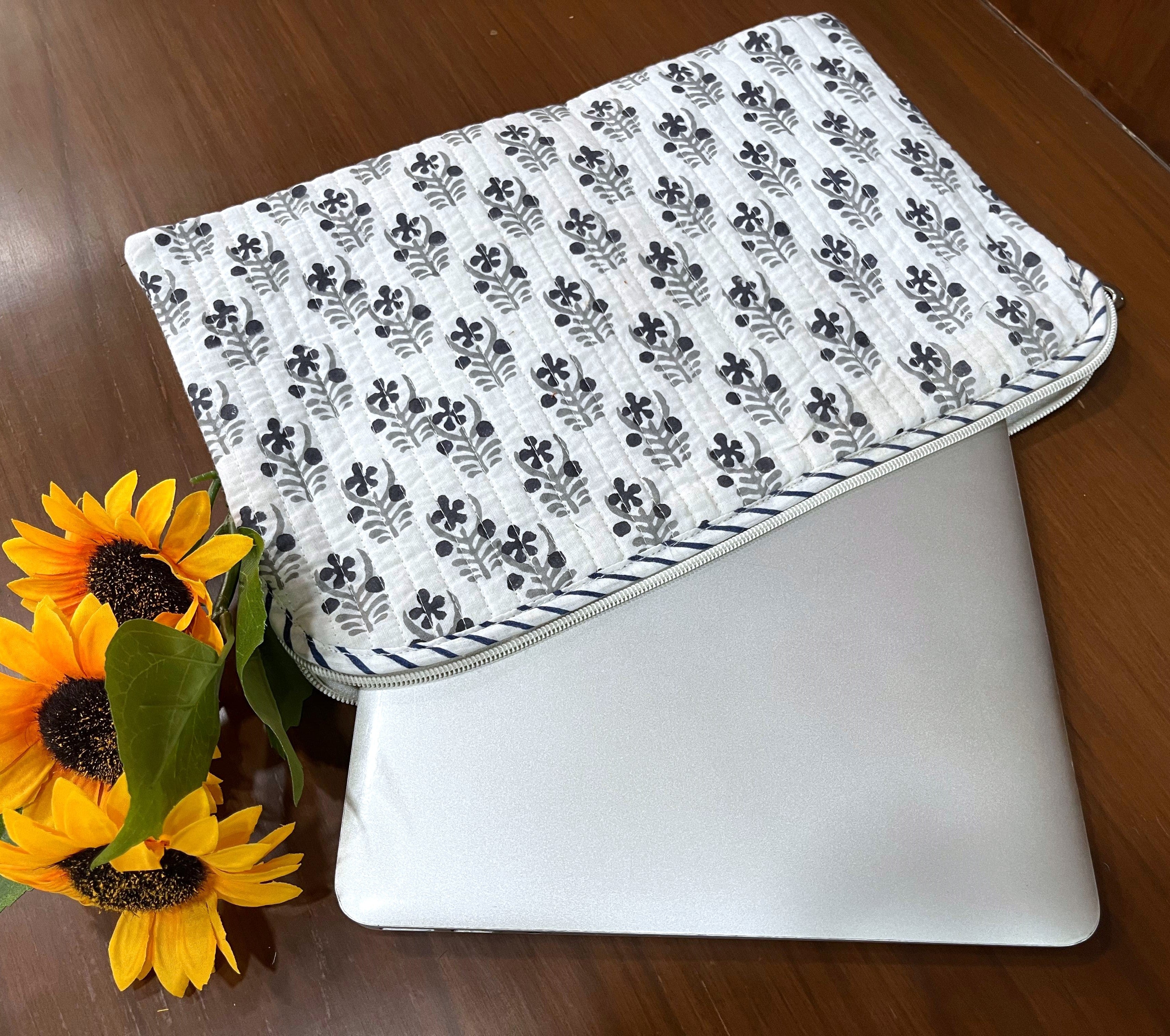 Cotton Block Print Laptop Sleeve