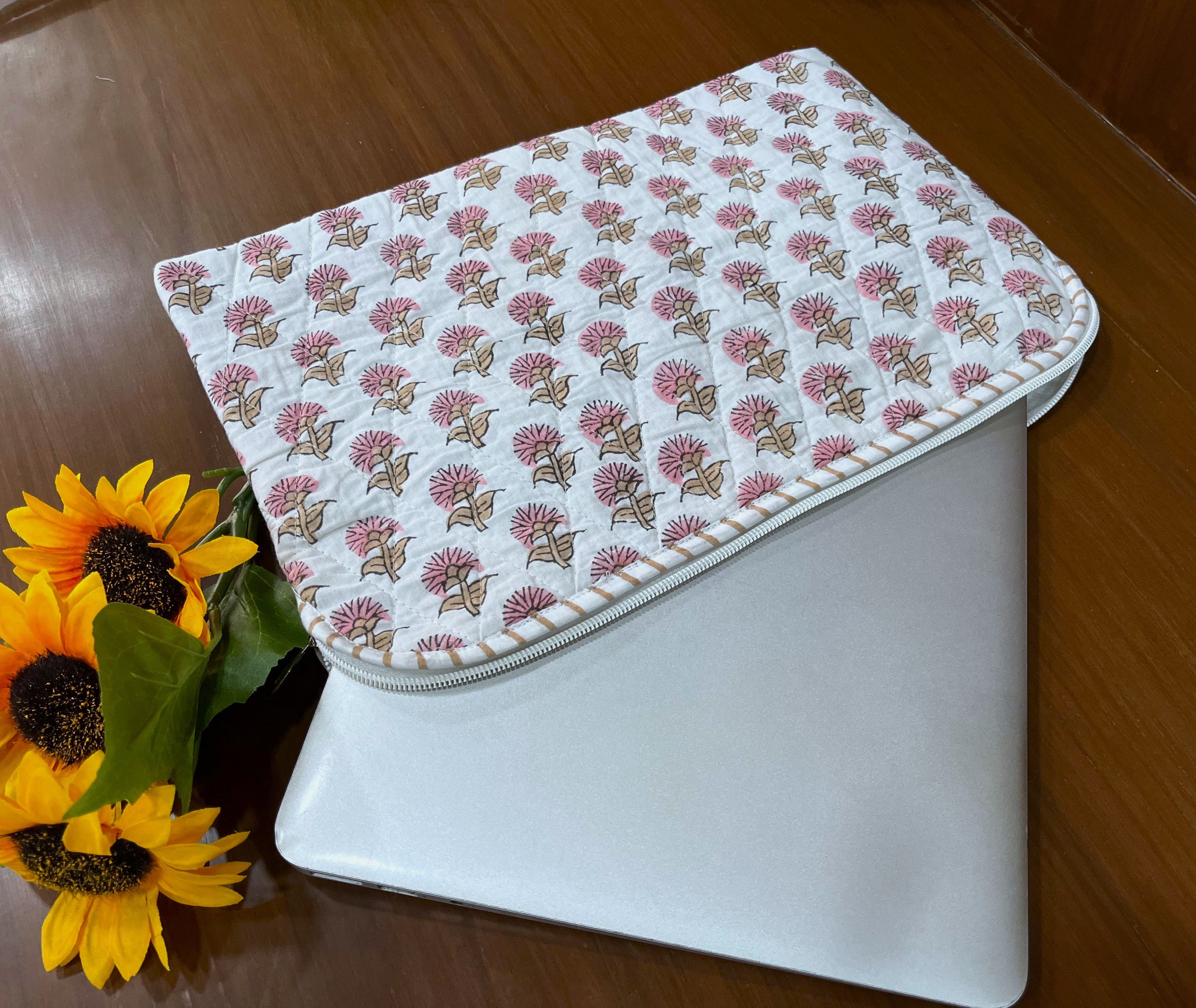 Cotton Block Print Laptop Sleeve