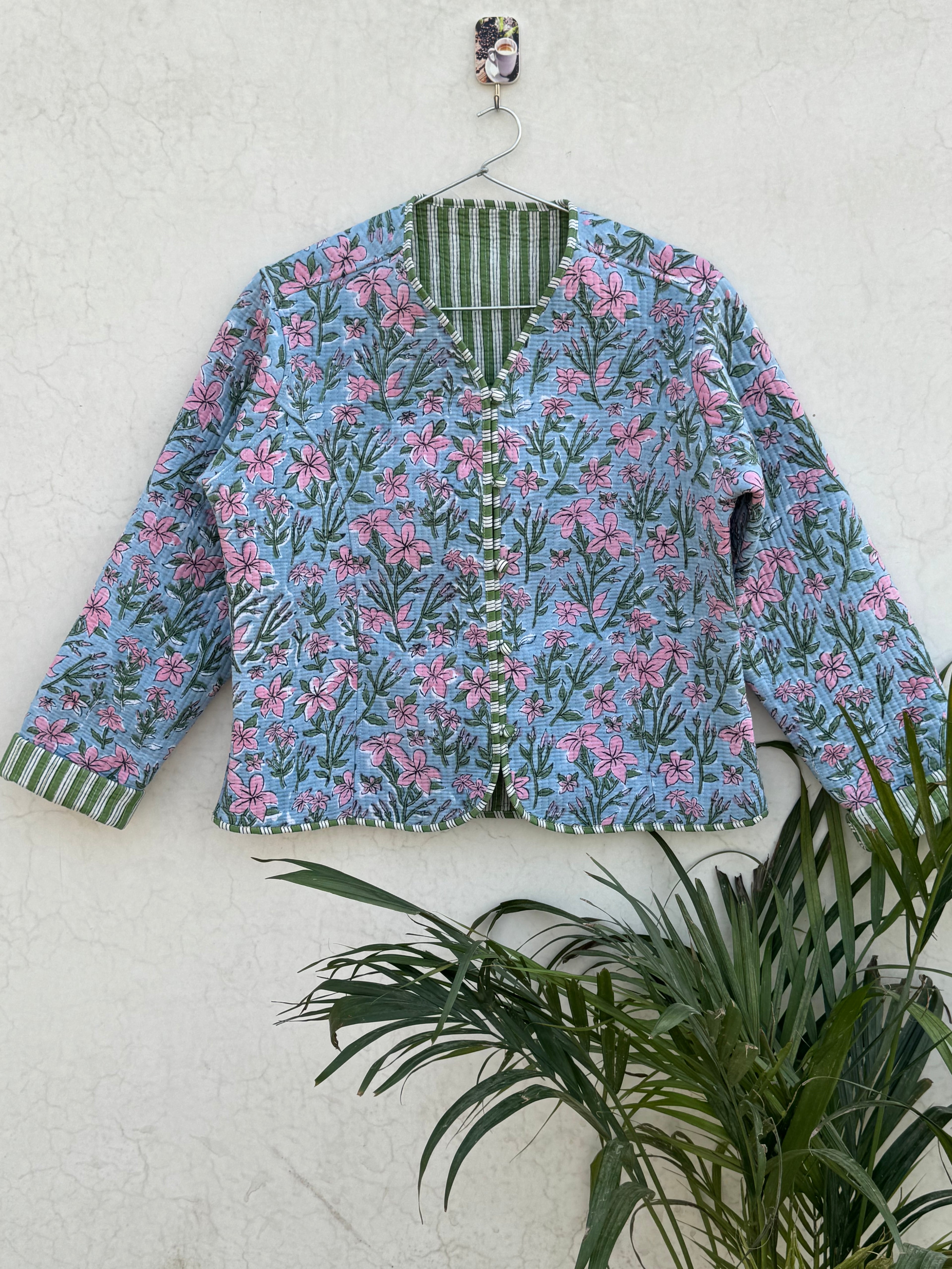 Hand Blocked Printed Quilted Jacket
