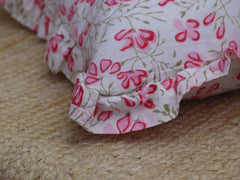 Handmade block print pillow cover with frill, bohemian pillow cushion cover, boho pillow for bed room decor, indian cotton fabric pillowcase