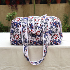 Large Cotton Weekender Duffle Bag Quilted Shoulder Bag For Woman Holiday Gift Overnight Travel Bag Handmade Luggage Shopping Bag