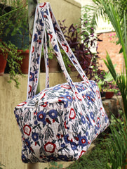 Large Cotton Weekender Duffle Bag Quilted Shoulder Bag For Woman Holiday Gift Overnight Travel Bag Handmade Luggage Shopping Bag