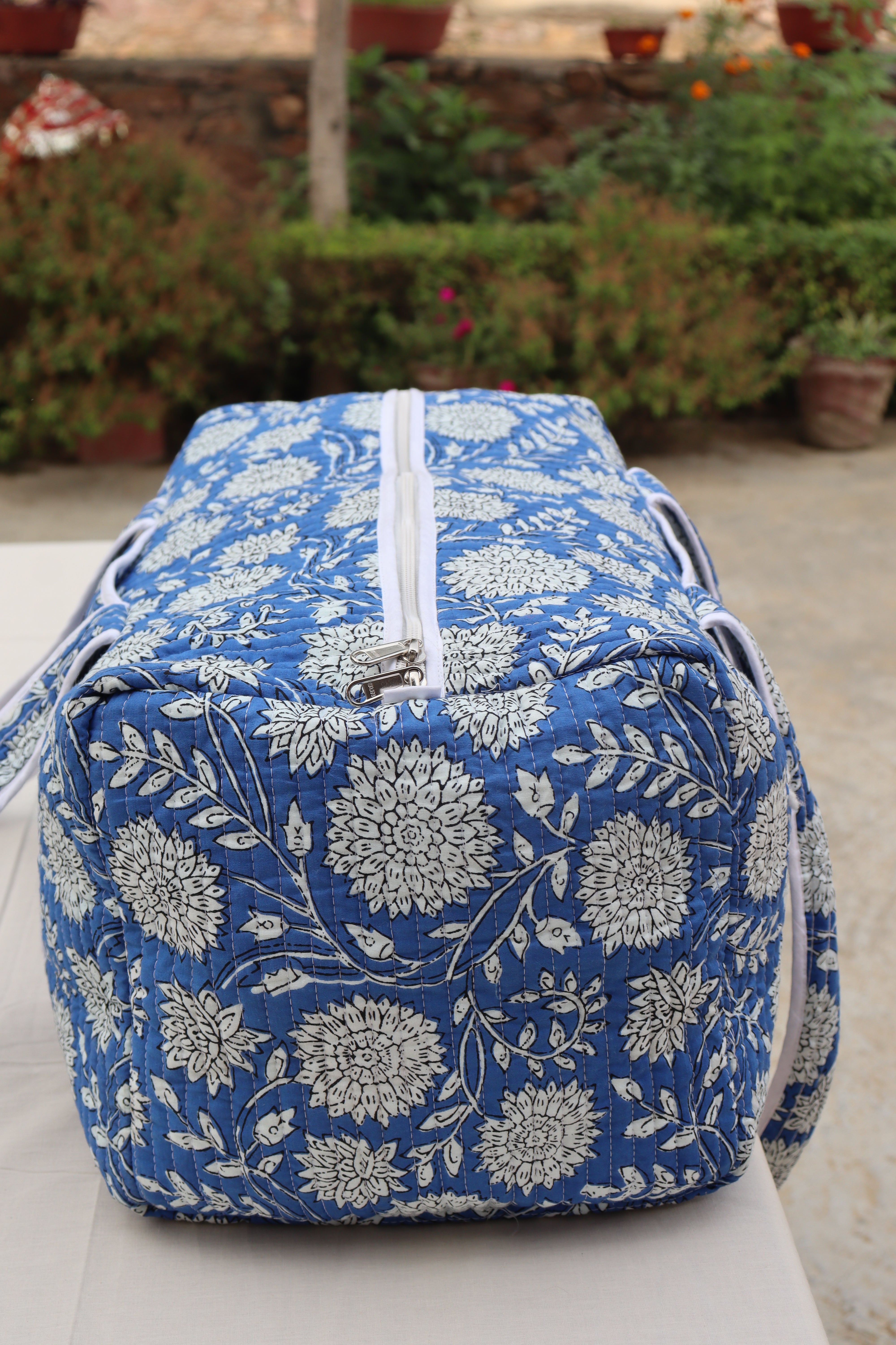 100% Cotton Quilted Shoulder Duffle Bag Block Print Travel Bag Make up Bag For Woman Christmas Gift For Her Weekender Tote Bag Custom Bag