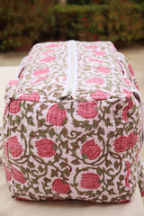 Floral Cotton Duffle Travel Bag For Girl Handmade Quilted Shoulder Boho Overnight Bag Block Print Indian Style Custom Weekender Shopping Bag