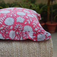 Colorful Square Pillow Cover, Handmade Cotton Pillowcase, Vintage Sham, Ruffled Throw Pillows