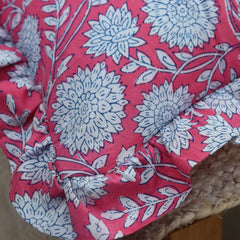 Colorful Square Pillow Cover, Handmade Cotton Pillowcase, Vintage Sham, Ruffled Throw Pillows
