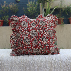 Block Print Square Pillow Cover For Living Room Decor, Indian Handmade Cotton Cushion Covers For Sale