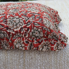 Block Print Square Pillow Cover For Living Room Decor, Indian Handmade Cotton Cushion Covers For Sale