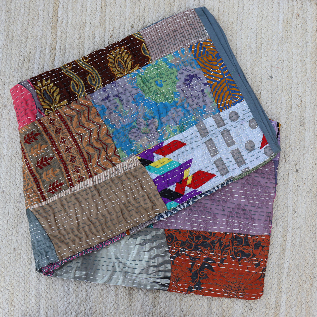 Patchwork Silk kantha Quilt