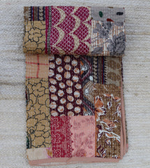 Handcrafted Patchwork Quilt, Indian Bohemian Kantha Quilt/Blanket/Throw Bedspread For Sale