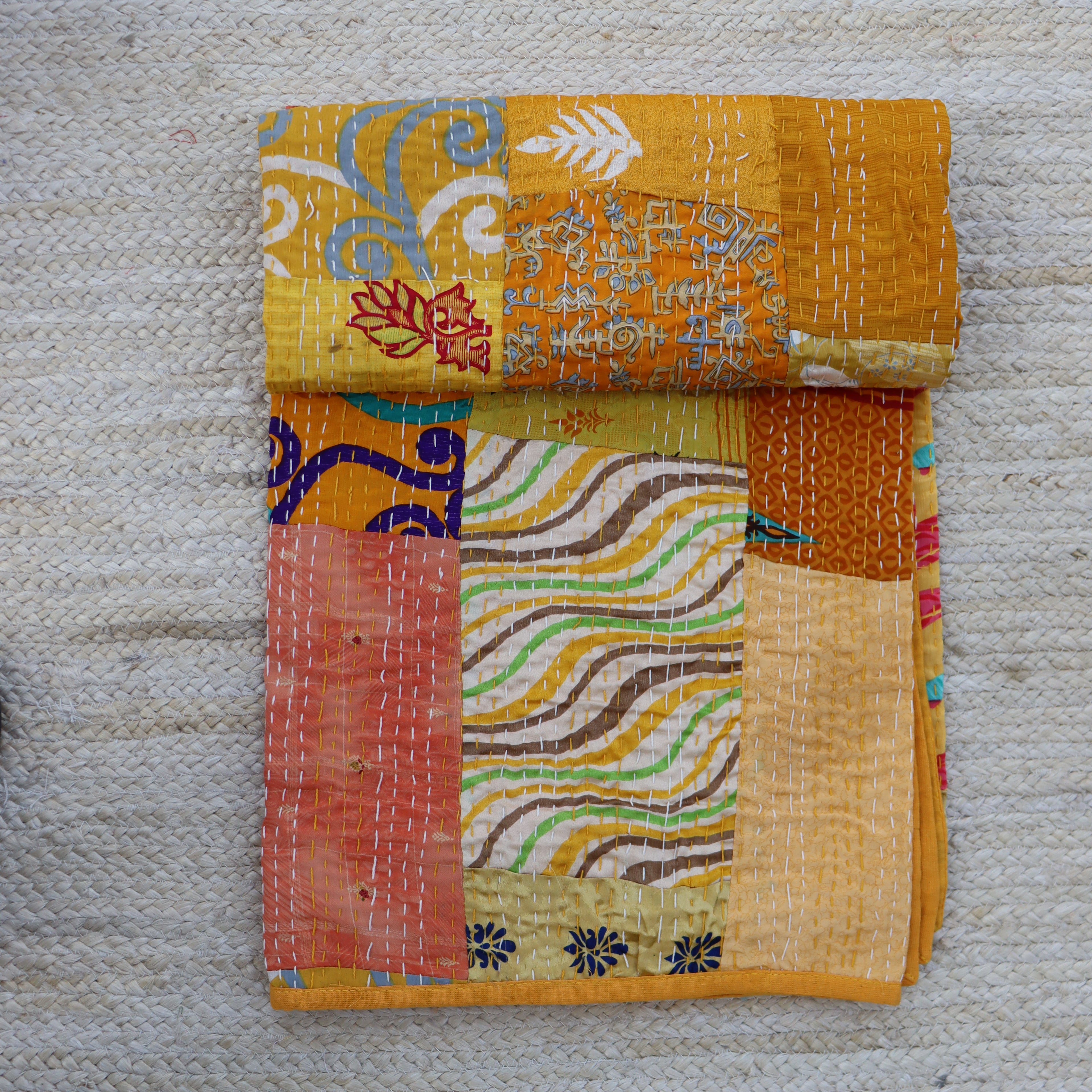 Indian Cotton/Silk Patchwork Quilt