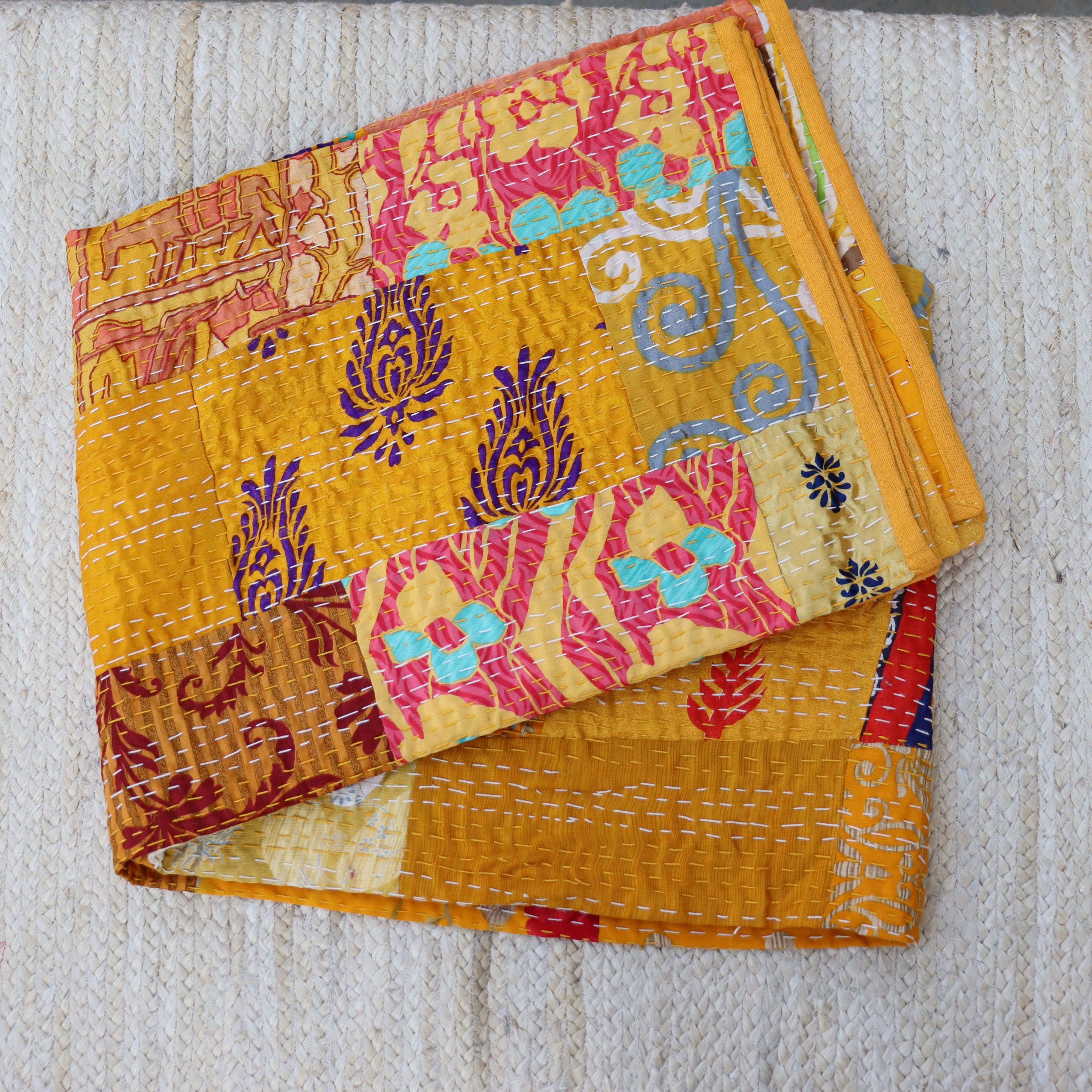 Indian Cotton/Silk Patchwork Quilt