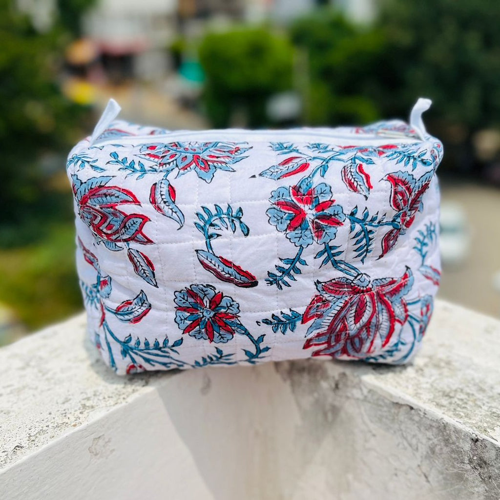 Large Quilted Cosmetic Toiletry Bag