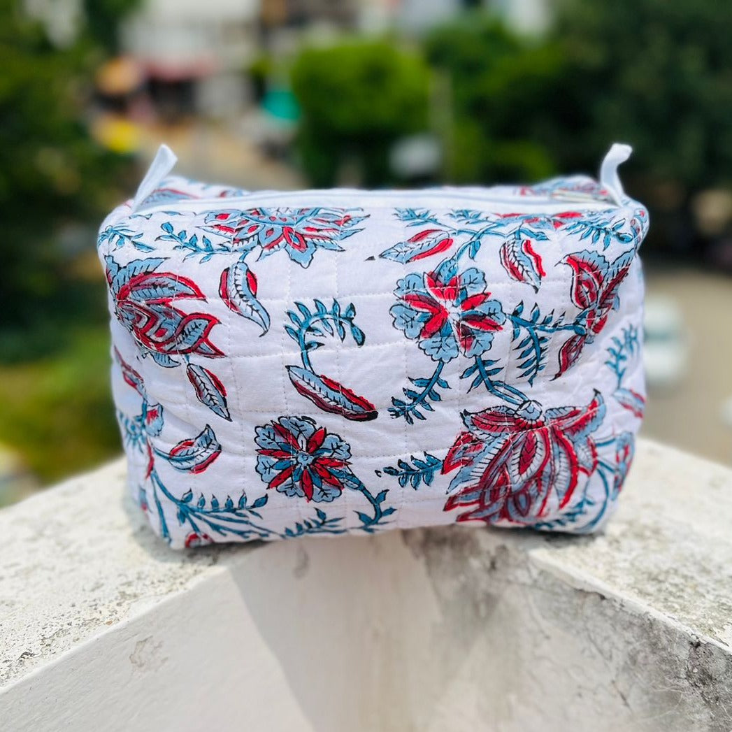 Large Quilted Cosmetic Toiletry Bag