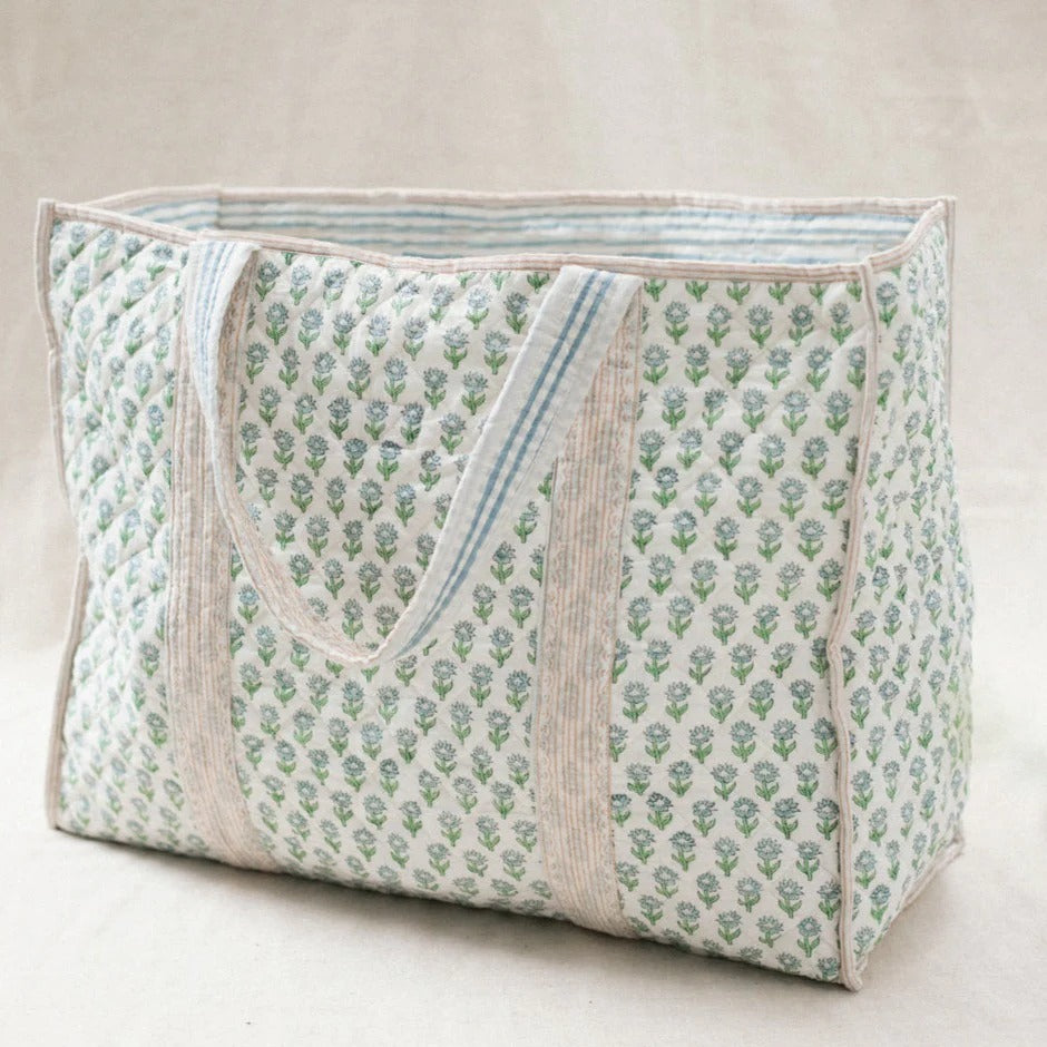 Block Printed Shoulder Tote Bag