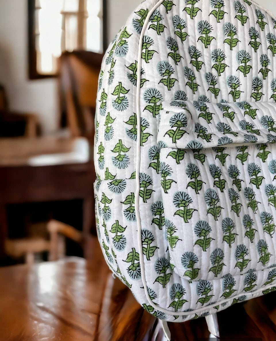 Large Cotton Quilted School Backpack
