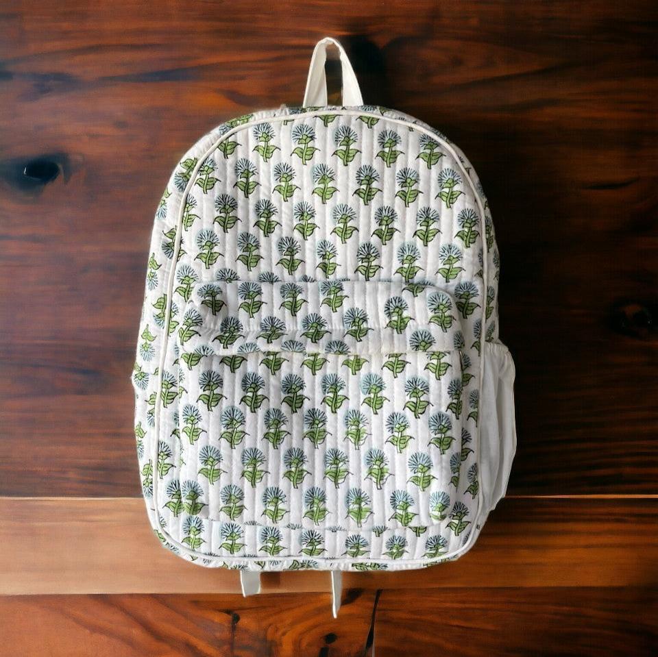 Large Cotton Quilted School Backpack