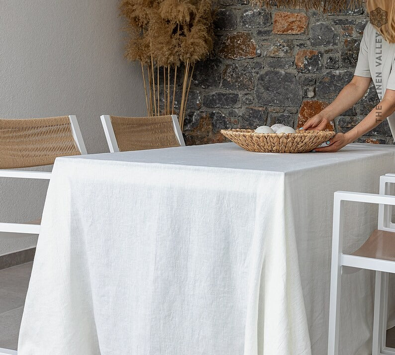Indian Cotton Off White Tablecloths