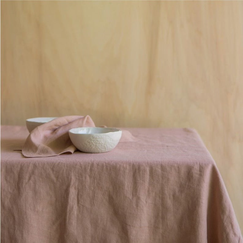 100% Cotton Classic Tablecloth - Custom Tablecloth For Wedding - Dusty Rose Rectangle Table Cover And Napkin Set