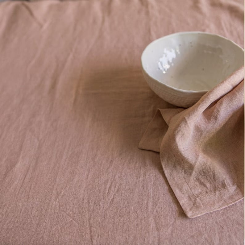 100% Cotton Classic Tablecloth - Custom Tablecloth For Wedding - Dusty Rose Rectangle Table Cover And Napkin Set
