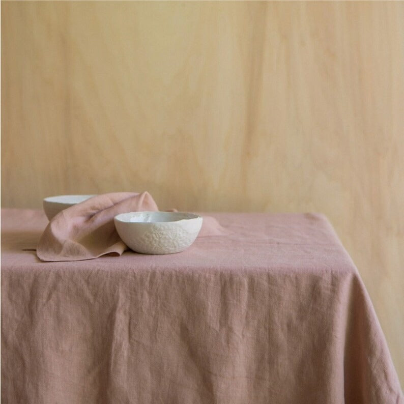 100% Cotton Classic Tablecloth - Custom Tablecloth For Wedding - Dusty Rose Rectangle Table Cover And Napkin Set