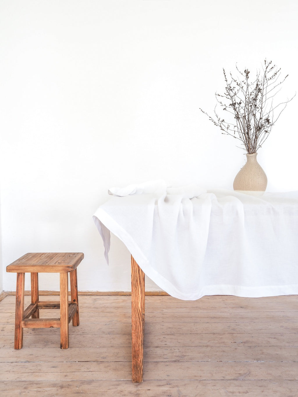 White Cotton Square Tablecloth