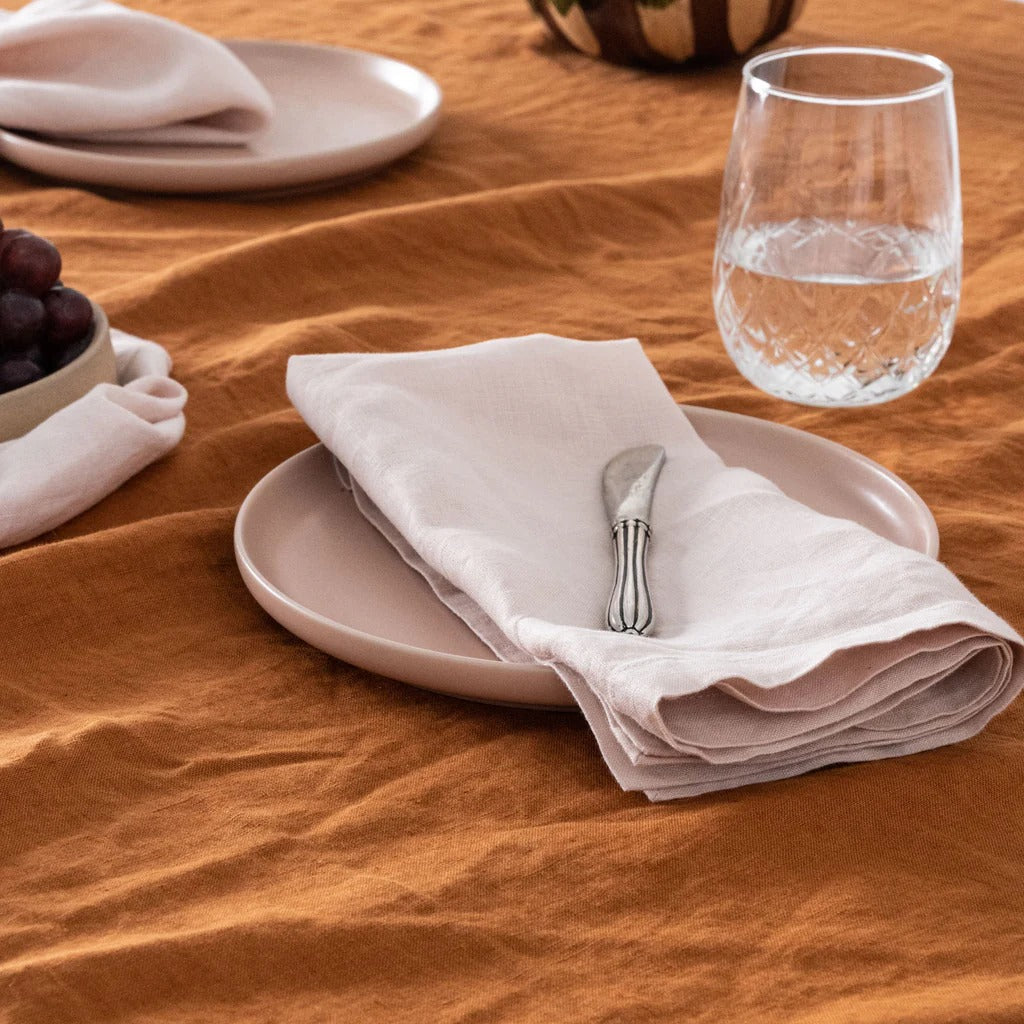Burnt Orange Tablecloth For Party Decor, Indian Handmade Cotton Fabric Napkins And Table Cover Runners, Square Table Napkins Gift For Wife