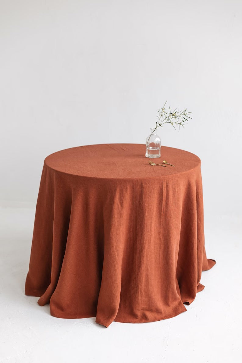 100% Cotton Rust Tablecloth, Handmade Indian Table Cover, Vintage Cloth Placemats, Square/ Round Table Runner