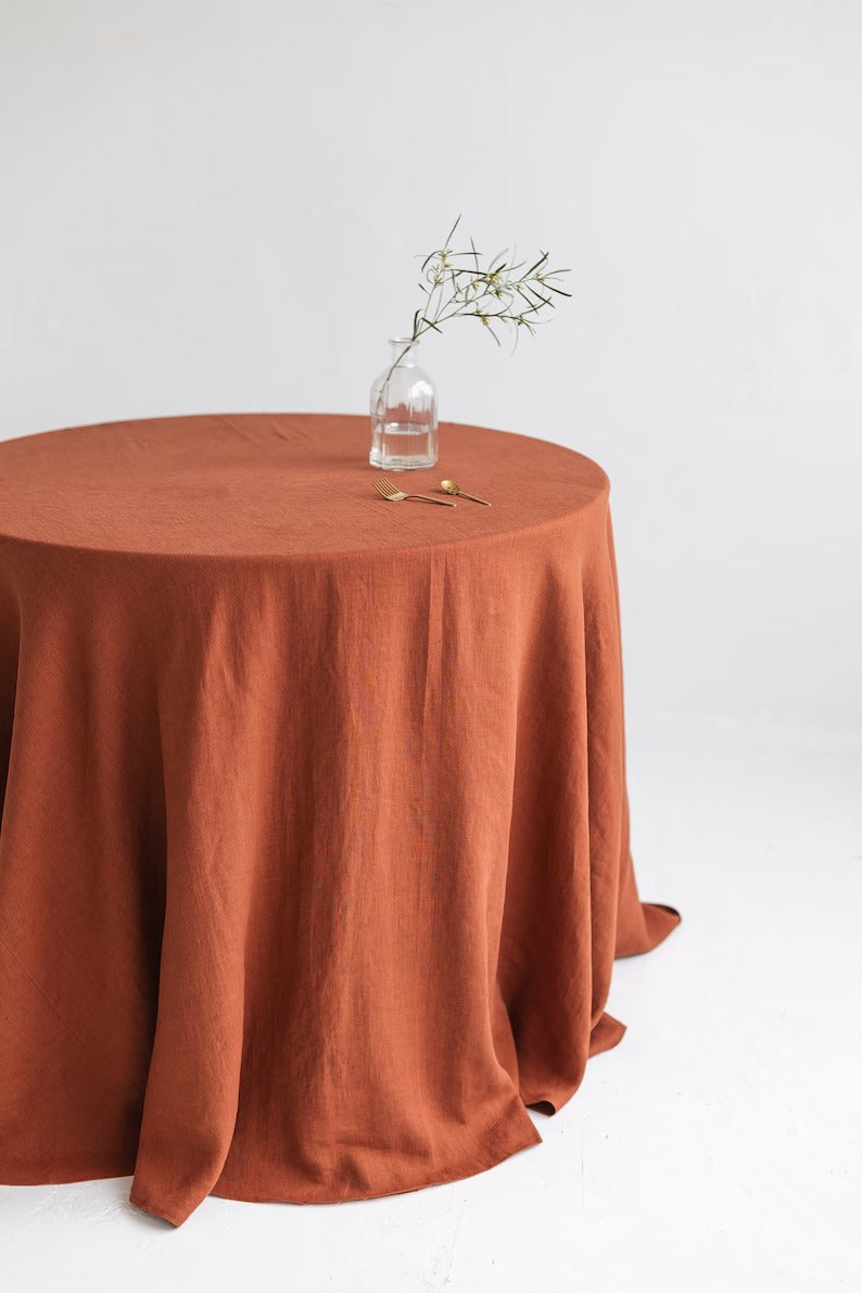 100% Cotton Rust Tablecloth, Handmade Indian Table Cover, Vintage Cloth Placemats, Square/ Round Table Runner