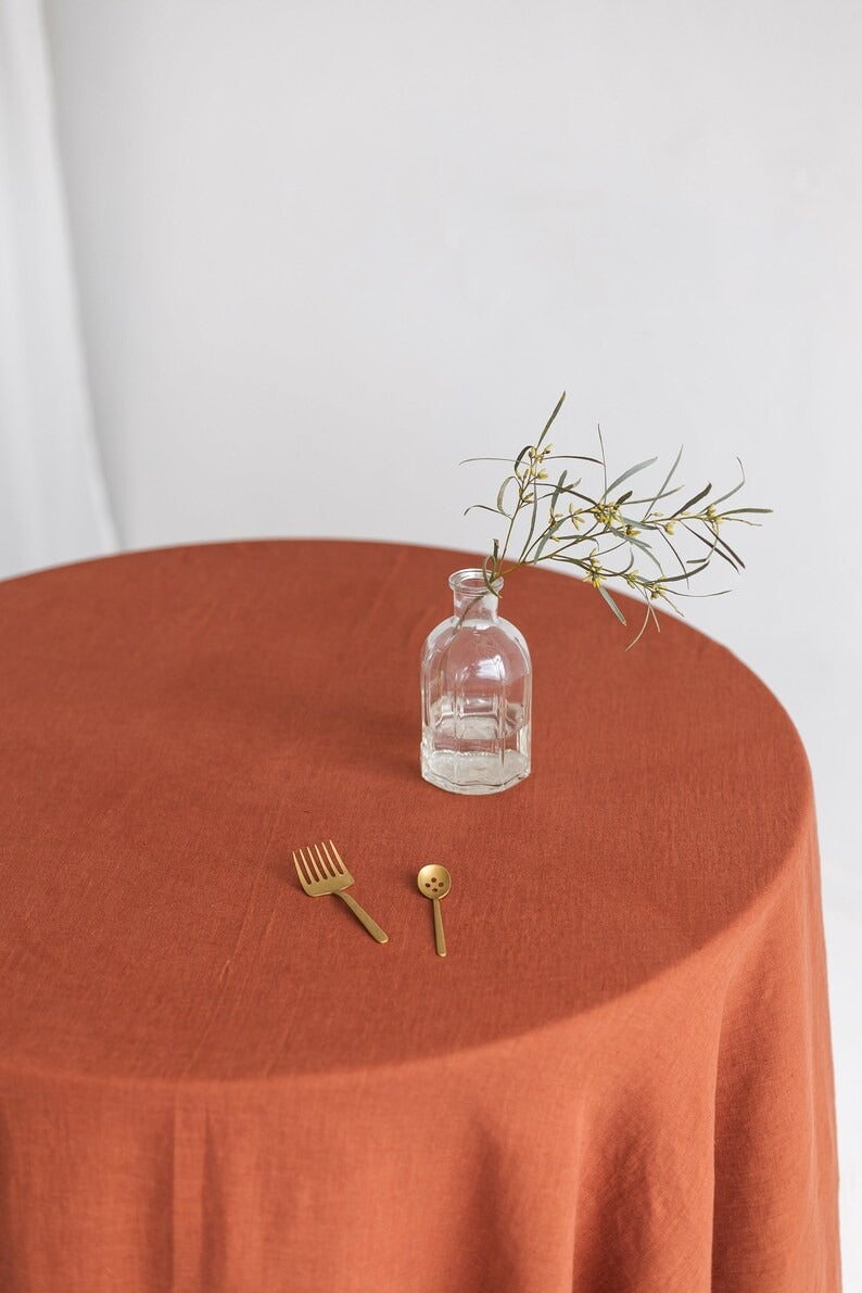 100% Cotton Rust Tablecloth, Handmade Indian Table Cover, Vintage Cloth Placemats, Square/ Round Table Runner