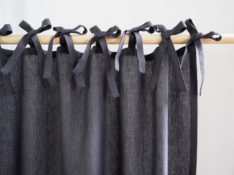 Set Of 2 Panels Of Black Curtains