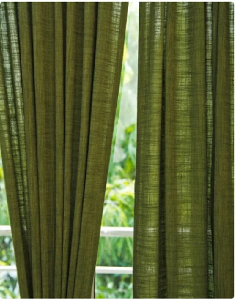 Moss Green Cotton Curtains