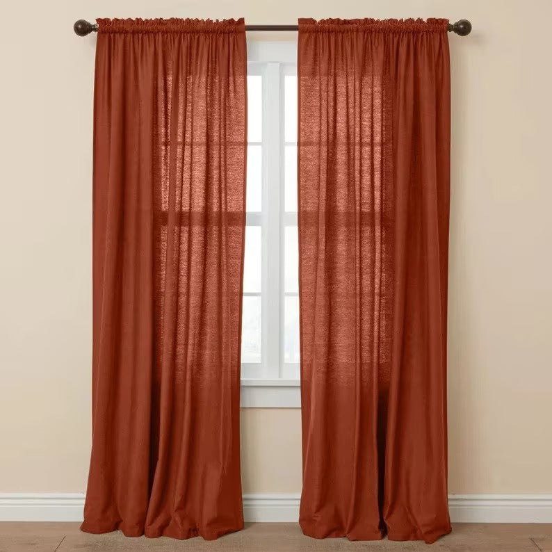 Washed Rust Curtains For Bedroom