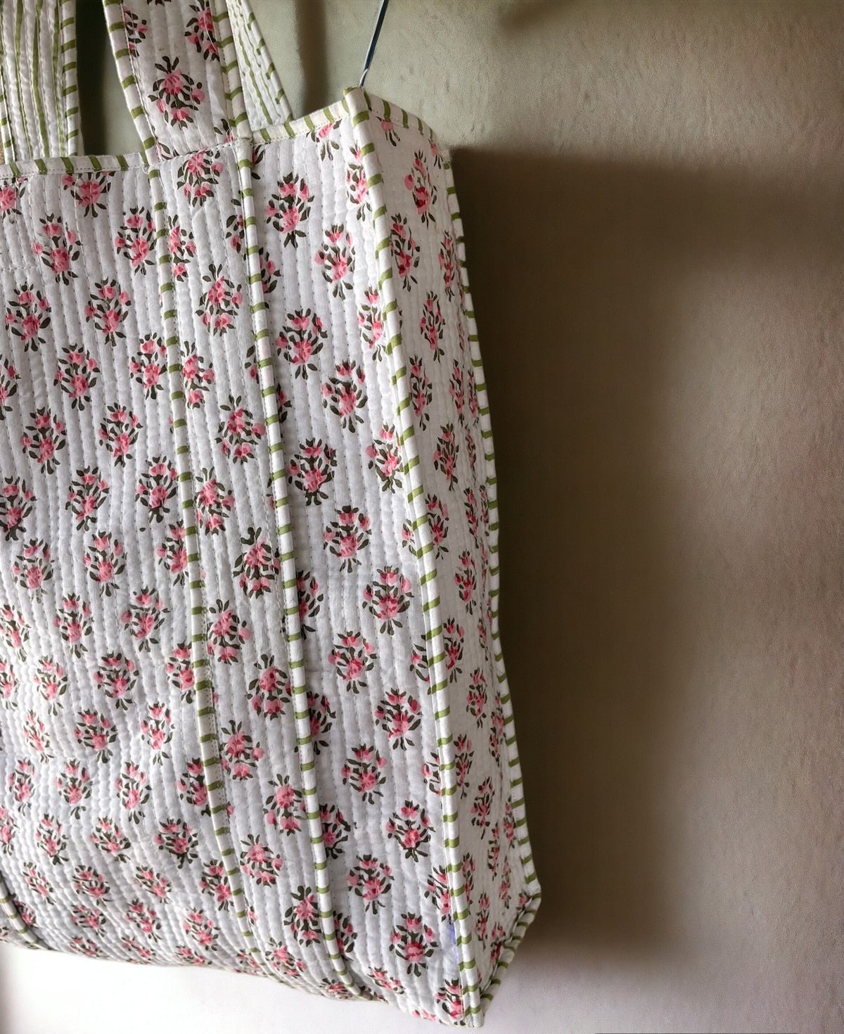 Block Printed Cotton Shoulder Tote Bag,