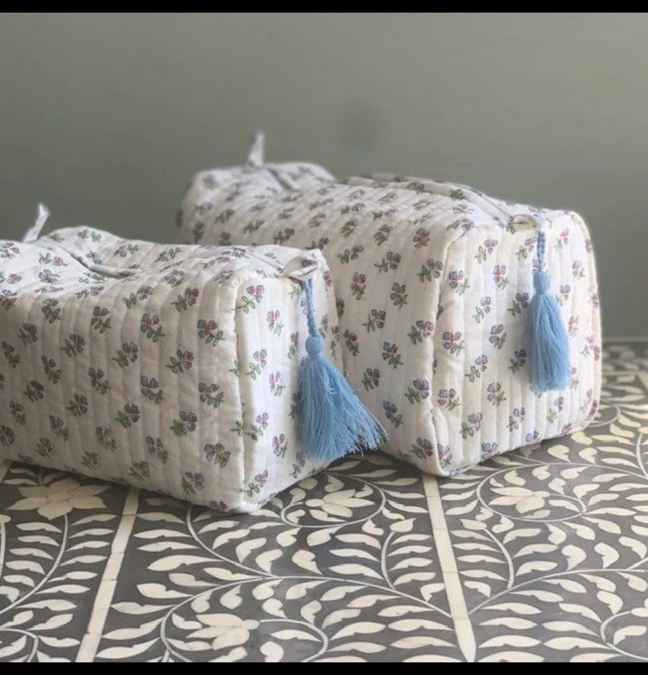 Cotton Quilted Toiletry Bag