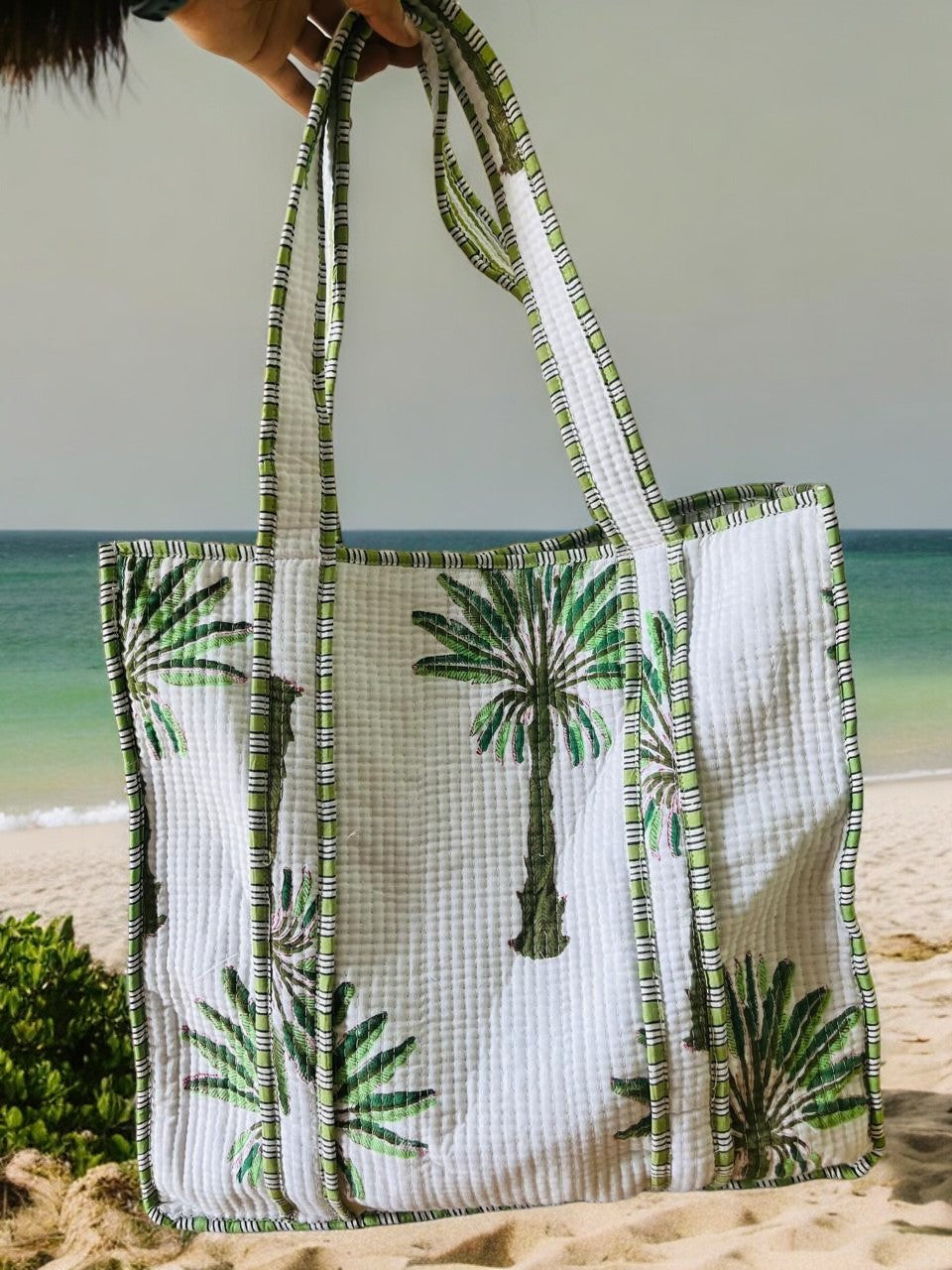 Block Printed Shoulder Tote Ba