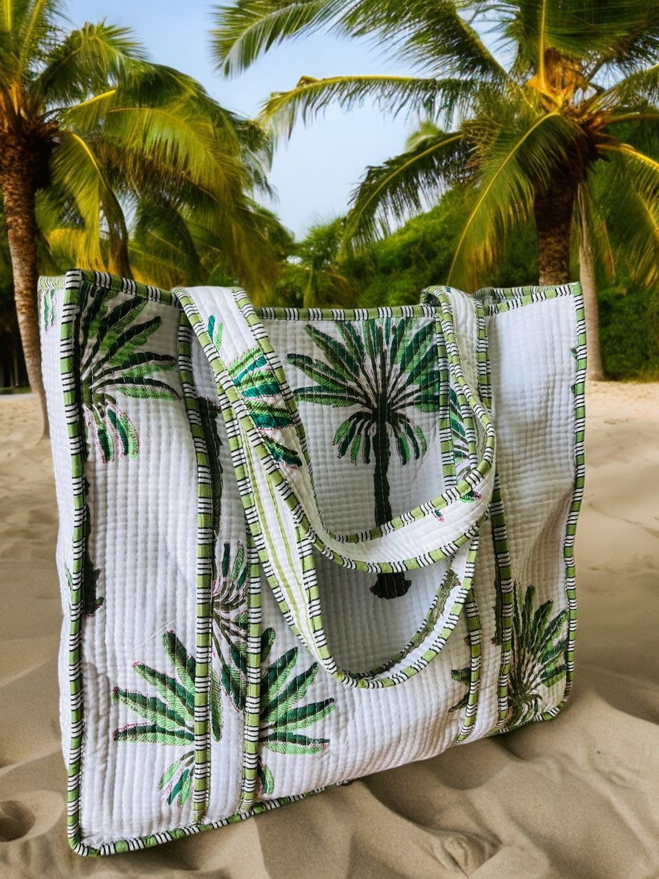 Block Printed Shoulder Tote Ba