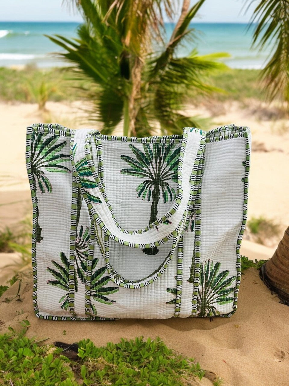 Block Printed Shoulder Tote Ba