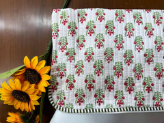 Large Cotton Quilted Laptop Sleeve, Vintage Cotton Block Printed Bag, iPad Fabric Protectors