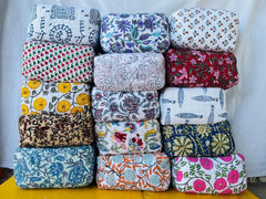 Handmade Cotton Quilted Large Toiletry Makeup Bag For Woman Flower Print Boho Hand Bag Boho Cosmetic Travel Bag Custom Size Bag Gift For Her
