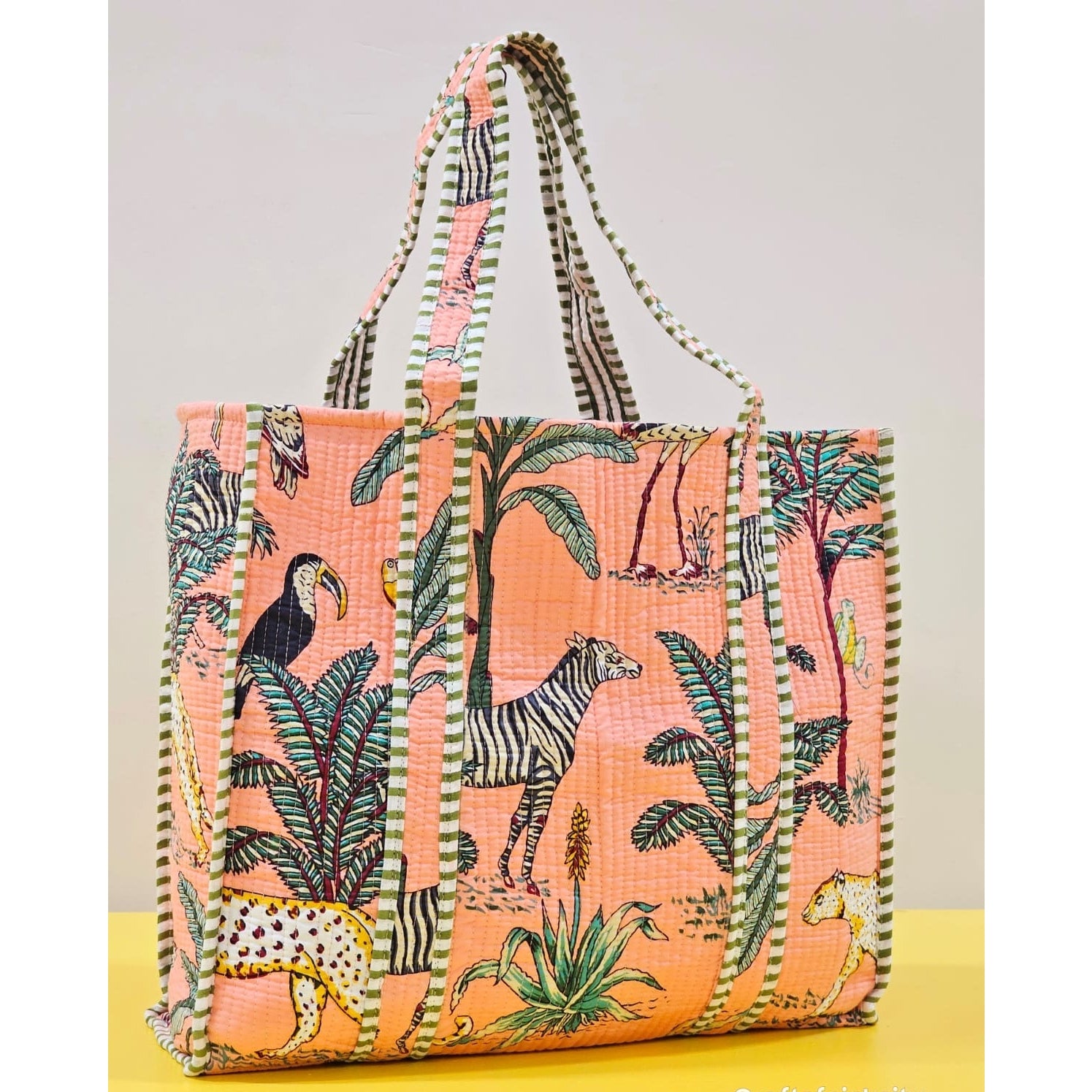 Jungle Print Quilted Tote Bag