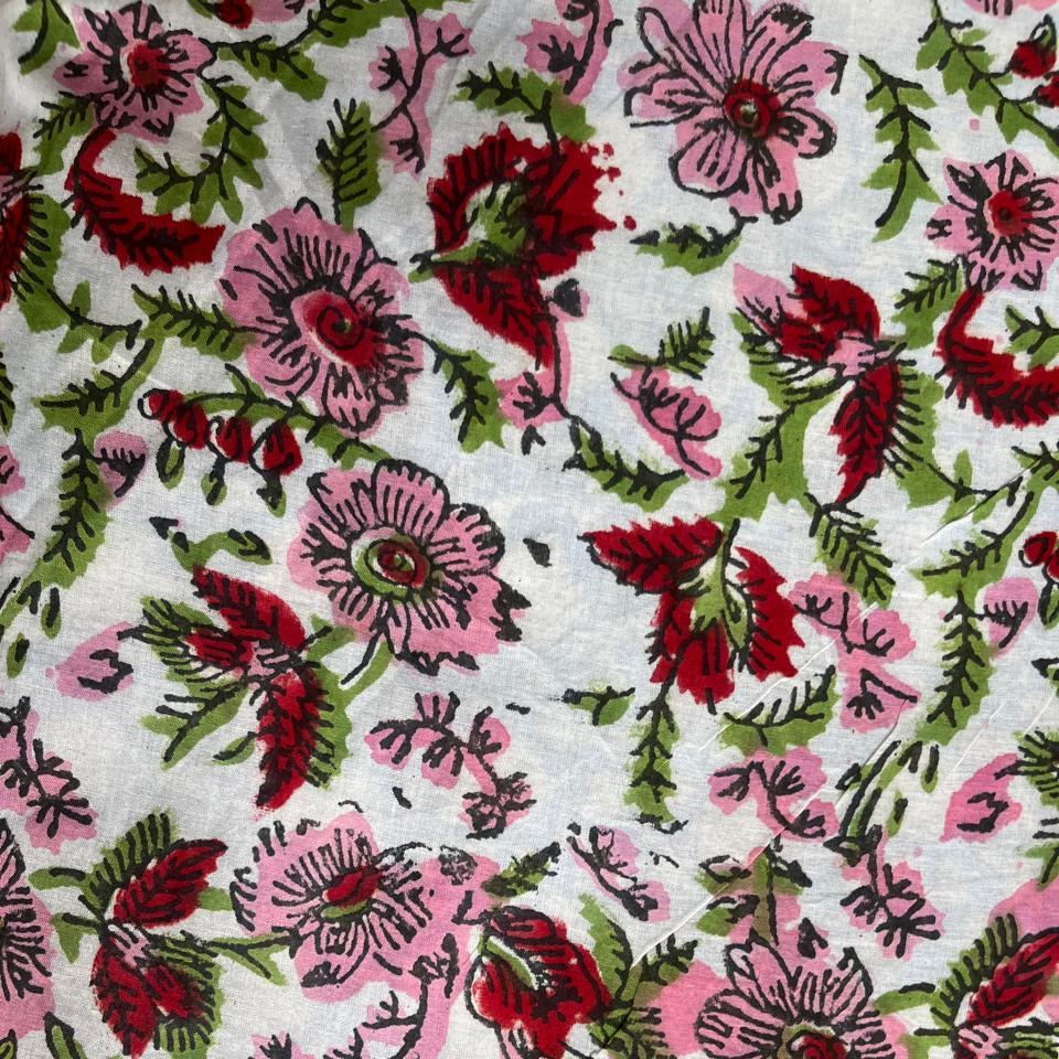 Block/ Floral Print Cosmetic Bag