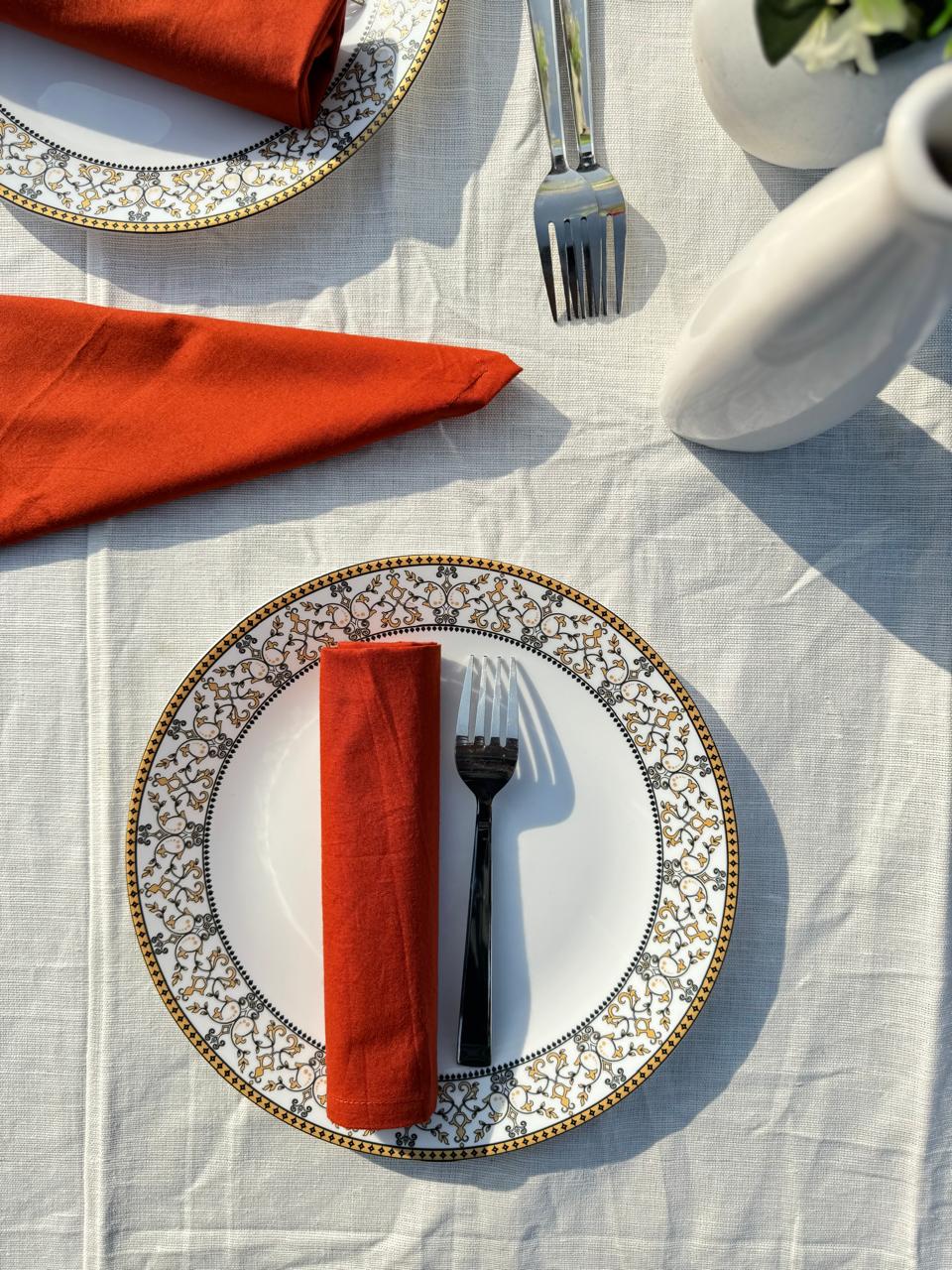 Handmade Square Custom Rust Napkins, Thanksgiving Boho Napkins, Reusable Kitchen Napkin Zero Waste Cloth Napkins