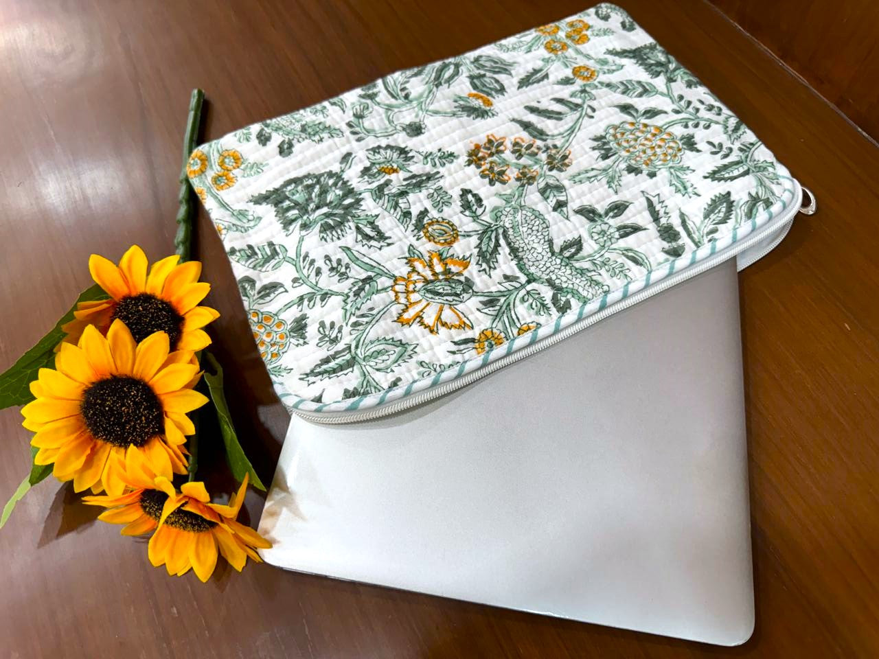 Cotton Block Print Laptop Sleeve