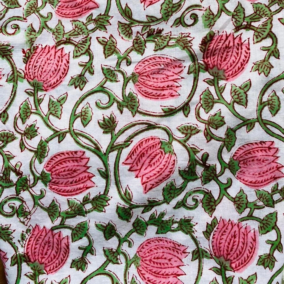 Block/ Floral Print Cosmetic Bag